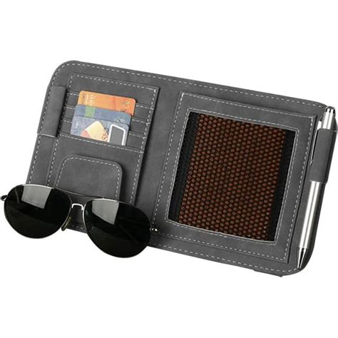 Car Sun Visor Organizer Leather Card Sleeve Pocket Organizer Multifunctional Auto Visor