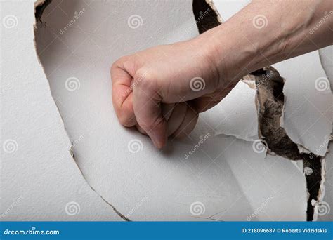 The Angry Man Hits The Wall And Breaks It Stock Image Image Of Power