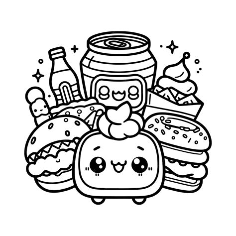 Illustration Vectorielle Imprimable De La Page De Coloriage Alimentaire