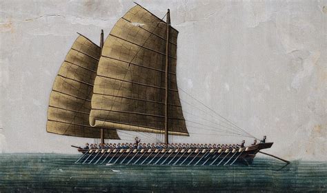 Chinese boat. Painting Chinese artist, | Free Photo Illustration - rawpixel