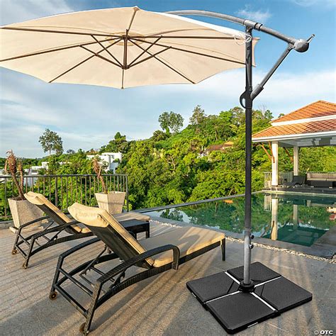 Costway 4 PC Cantilever Offset Umbrella Base Stable Weight Stand Water