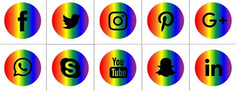 Rainbow Social Media Icons Etsy