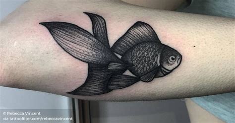 Blackwork Goldfish Tattoo On The Right Forearm