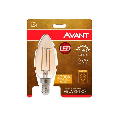 Lampada Led Vela W Filamento E K Quente Avant