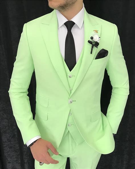 Green Slim Fit Suit Mens Suit 3 Piece Suit Mens Green Wedding Suit Mens