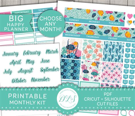 Monthly Planner Stickers, Big Happy Planner Monthly Stickers Kit, Happy ...