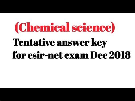 Answer Key Of Csir Net Dec 2018 Chemical Science YouTube