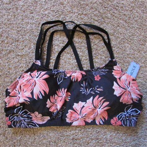 Yonique Swim Nwt Yonique W Black Peach Floral Padded Bikini Swim