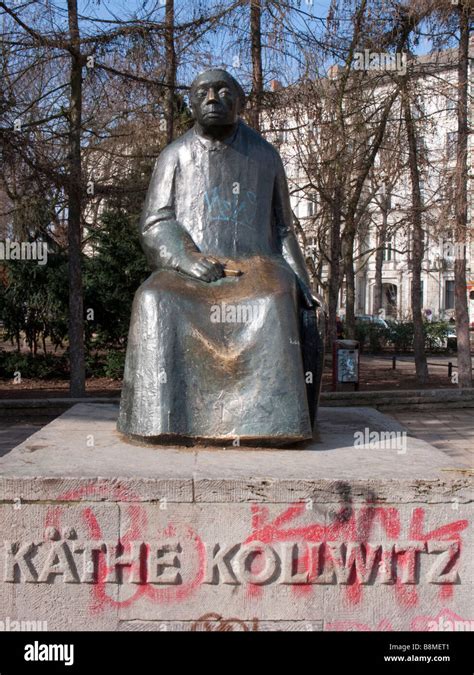 Statue Of Kathe Kollwitz In Kollwitzplatz Square In Prenzlauer Berg