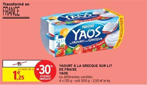 Promo YAOS yaourt à la grecque sur lit de fraise chez Intermarché