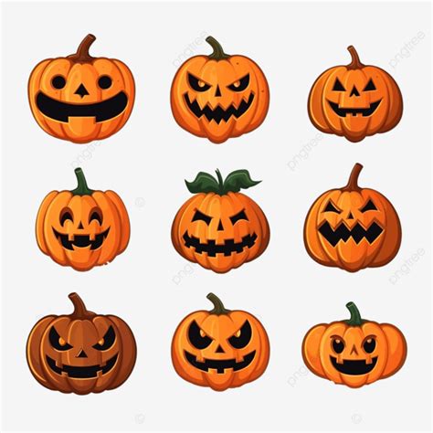 Conjunto De Calabazas De Miedo De Halloween Estilo Plano Vector