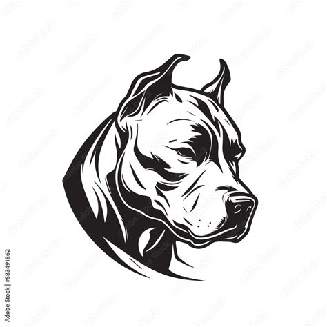 Pitbull Head Dog Simple Vector Black Image On White Background