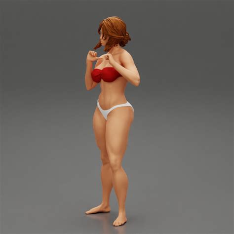 3D Printable Attractive Sexy Woman In Bikini With Short Hair By 3DGeschaft Miniatures Figures