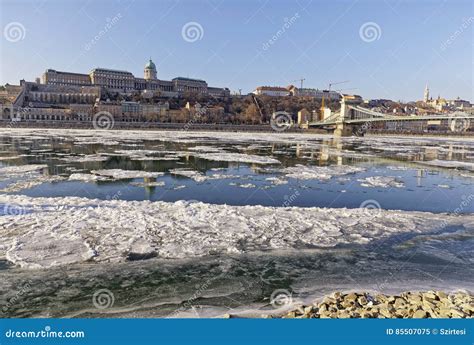 The Danube At Wintertime In Budapest Stock Image Image Of Building