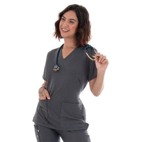 Blusa Lisa Grafite Em Malha Conjuntos Cir Rgicos Scrubs Lisos