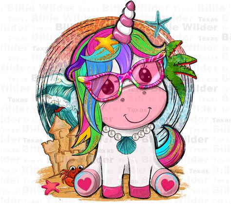 Summer Unicorn Png Sublimation Design Download Hello Summer Png Beach