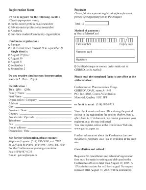 Fillable Online Registration Form PDF Document Geirso UQAM Fax