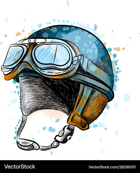 Vintage Motorcycle Classic Helmet With Goggles Vector Image