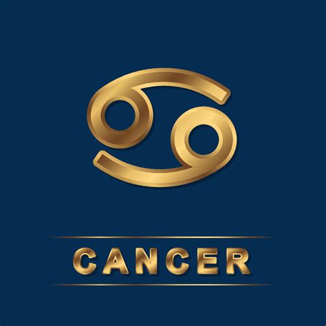 Cancer Zodiac Golden Vector Sing With Gold Letters On The Dark Blue