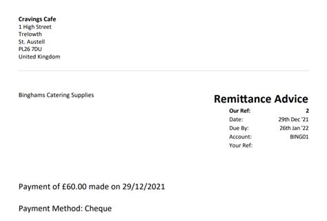 Remittance Notice Template