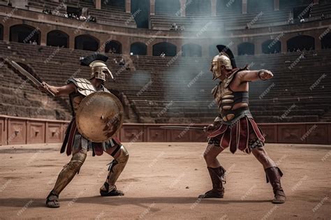 Premium Ai Image Gladiators Of Ancient Rome Fighting In Arena To The Death