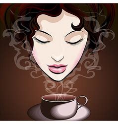 Woman Drinking Hot Coffee Royalty Free Vector Image