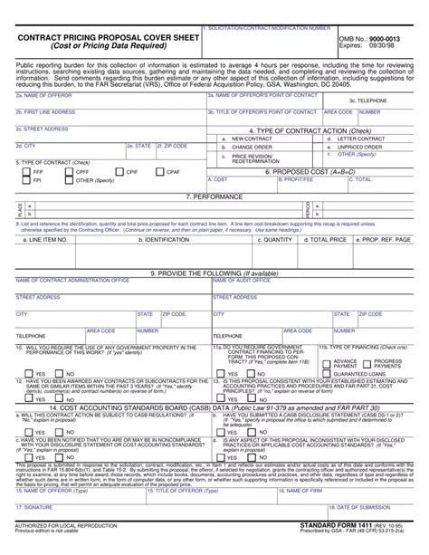 Standard Form 1411 ≡ Fill Out Printable Pdf Forms Online