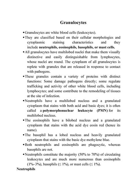 Granulocytes - They are classified based on their cellular morphologies ...