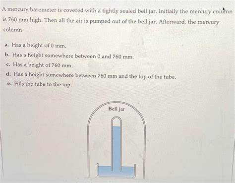 Solved A Mercury Barometer Is Covered With A Tightly Sealed