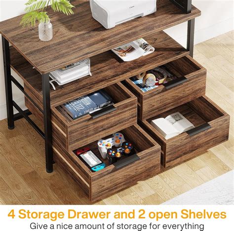 Tribesigns Reversible L-Shaped Desk with Drawers & Shelves