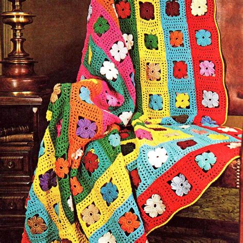 Instant Download Pdf Vintage Crochet Pattern Flower Afghan Etsy