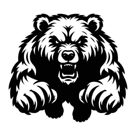 Free Angry Grizzly Bear Svg Black And White Svg Vector File For Laser