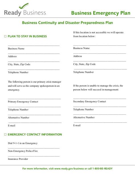 Sample Disaster Planning Template