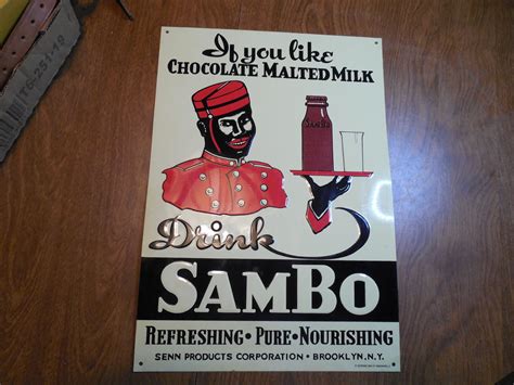 African American Advertising Sign Metal Drink Sambo Chocolate Malted