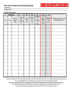 Fillable Online Script For Calibration Of Dissolved Oxygen Or Do Meter