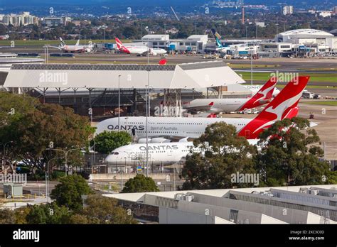 Qantas passenger and cargo planes at Sydney International Airport ...