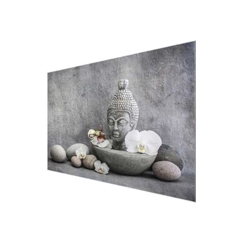 Zen Buddha Orchideen Und Steine Glasbild Im Querformat Kaufen