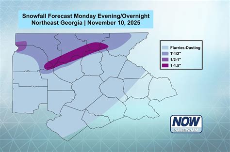 Scattered snow showers possible Monday afternoon/evening - Now Habersham