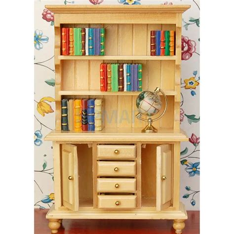 Magideal 1 12 Dollhouse Miniature Wooden Bookcase Bookshelf Cabinet