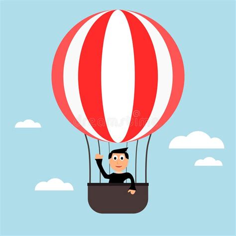 Hot Air Balloon With A Man Stock Vector Illustration Of Lifestyle