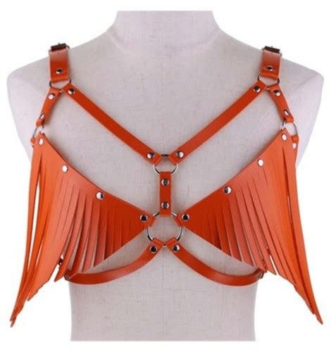 Nightclub Jazz Dance Bra Bar Leather Tassel Sling Bra Punk Style Women S Pole Dance Bikini