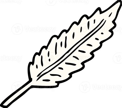 hand drawn doodle style cartoon of a white feather 38485974 PNG