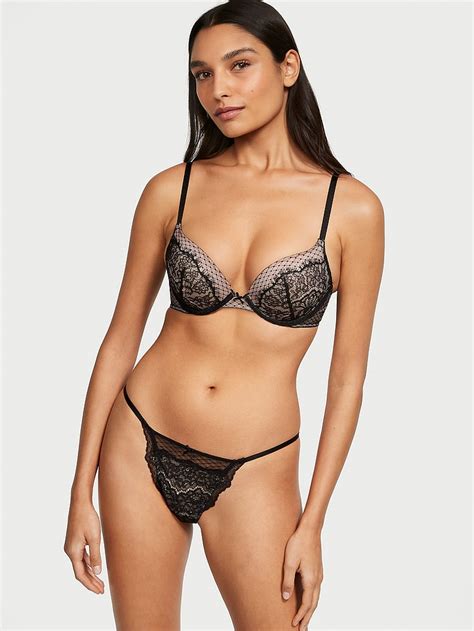 Buy Lace Mesh String Bikini Panty Black Purest Pink Order Panties Online Victoria S