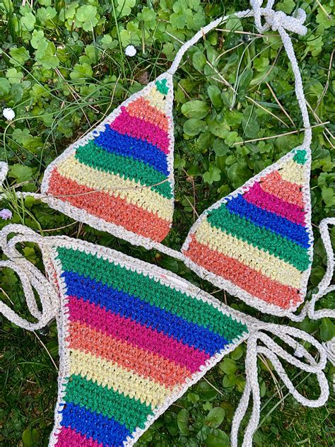 Shiny Crochet Bikini Settwo Pieces Brazilian Bikinihandmade Etsy