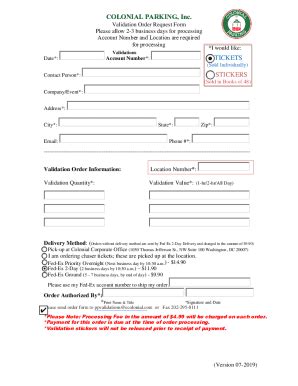 Fillable Online Validation Order Form Fax Email Print Pdffiller