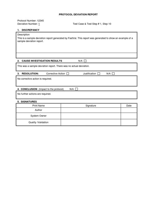 Deviation Report Template