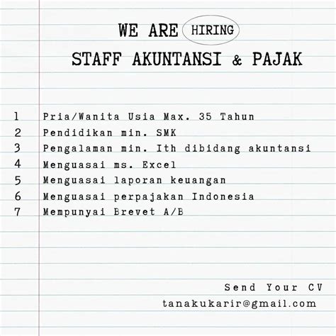 Lowongan Kerja Januari Staff Akuntansi Pajak Arsana Group Di Solo