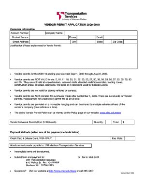 Fillable Online Transportation Wisc Vendor Permit Application