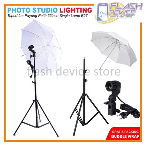 Jual Tripod Light Stand 2M Payung Putih 33inch With Single Lamp Holder