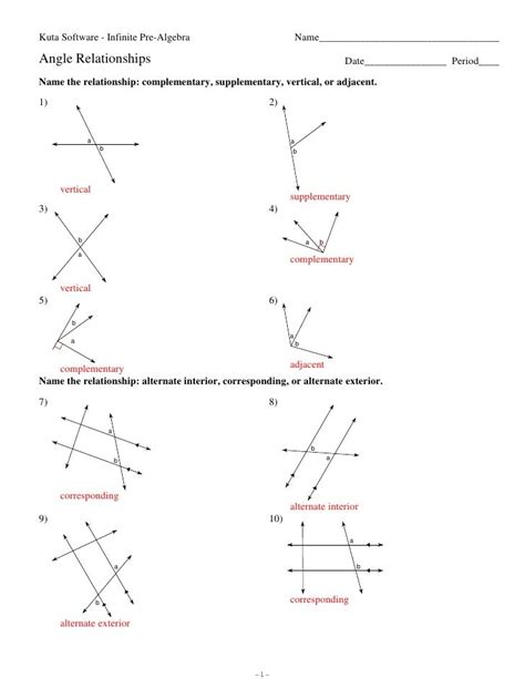 Worksheet On Supplementary And Complementary Angles - Printable Word ...